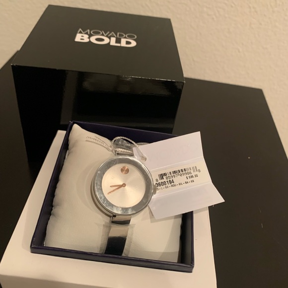 Movado Accessories - NWT Ladies Movado Bold Silver Bangle with Rose Gold Accents Ladies Watch 3600194